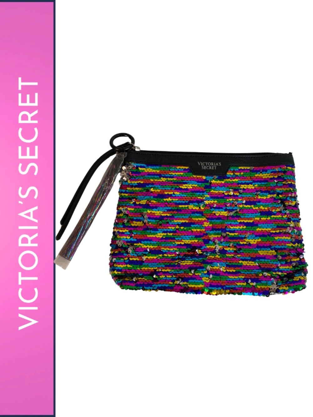 Victoria's Secret Multi-Colored Sequin Makeup Bag or Clutch w/ Tassel Maximalist